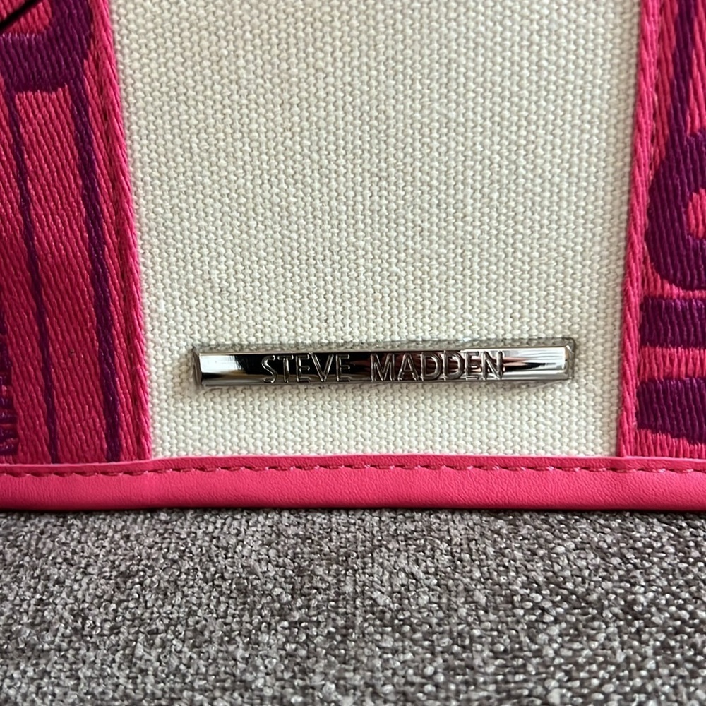 NWT Steve Madden bwebber satchel pink flash canvas crossbody tote bag - Picture 11 of 12